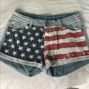 American Flag Blue Jean Shorts